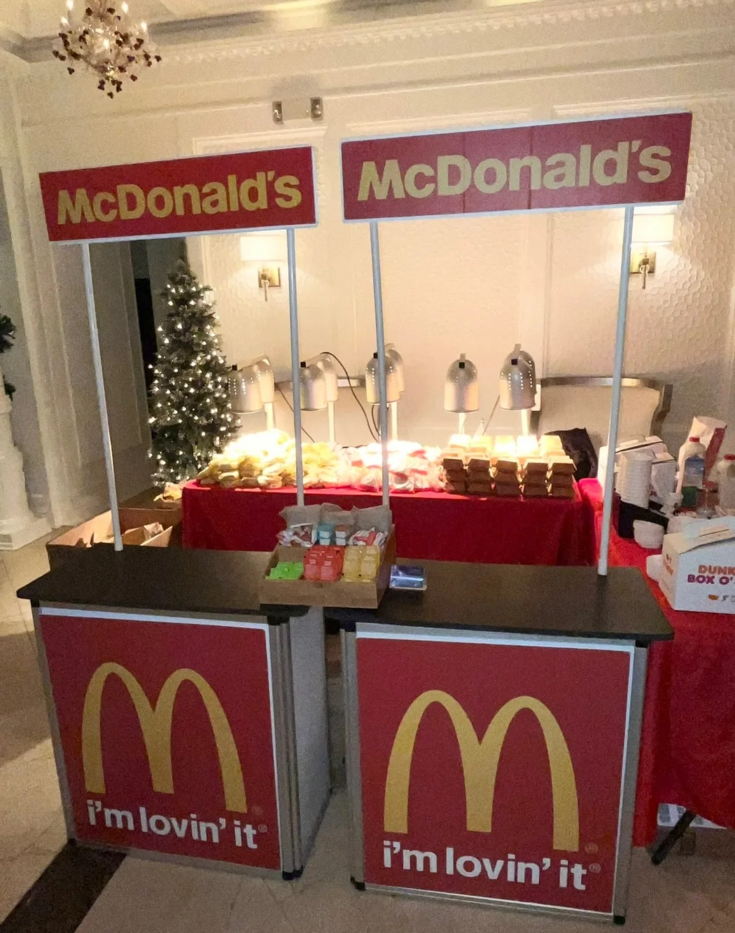 A real pair of branded late-night food carts prepared for an event.